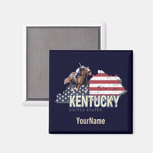 ケンタッキー統一された州レトロ州マップヴィンテージUSA マグネット (正面/裏面)