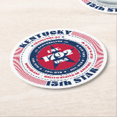 ケンタッキー赤白青タイポグラフィ ラウンドペーパーコースター (アングル)