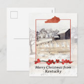 ケンタッキー農場の冬の雪のクリスマス シーズンポストカード (正面/裏面)