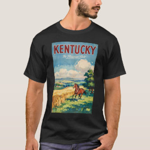 ケンタッキー馬イラスト旅行アートヴィンテージ Tシャツ