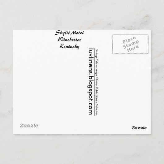 ケンタッキー、スカイライトモーテル、ウィンチェスター ポストカード (裏面)