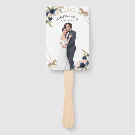 ケンタッキー・ダービー結婚式 プログラムファンと写真 ハンドファン (正面)