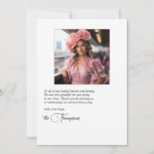 ケンタッキー・ダービー風の「結婚式へ向かって」ブライダルシャワーのカード サンキューカード (裏面)