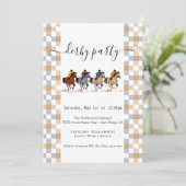 ケンタッキー・ダービー・パーティー招待状 馬 レース 格子縞 招待状 (スタンド正面)