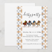 ケンタッキー・ダービー・パーティー招待状 馬 レース 格子縞 招待状 (正面/裏面)