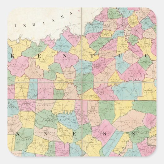 ケンタッキー・テネシーの地図 スクエアシール (正面)