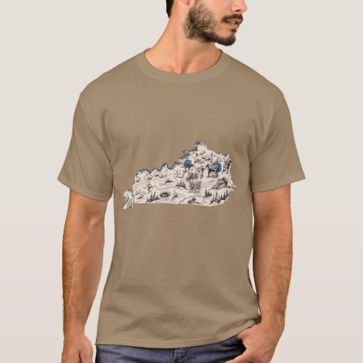 ケンタッキー ヴィンテージ 絵地図 オーバーサイズ Tシャツ (正面)
