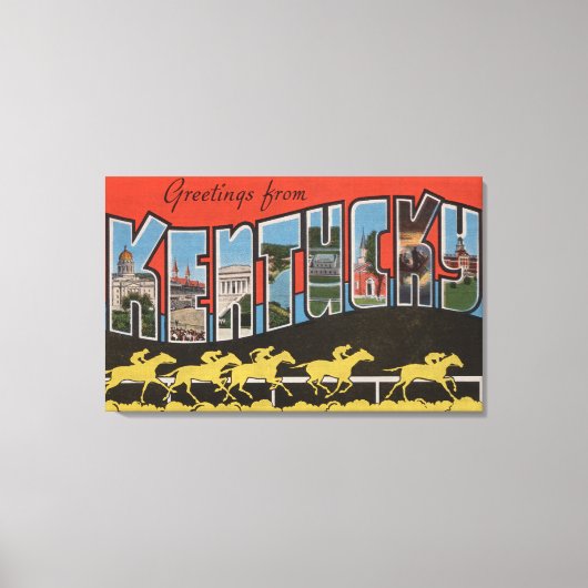 ケンタッキー（競馬シーン） – ラージレターシーン キャンバスプリント (正面)