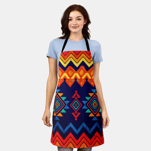 ケンテクロスアフリカヴィンテージカラフル エプロン (着用した状態)