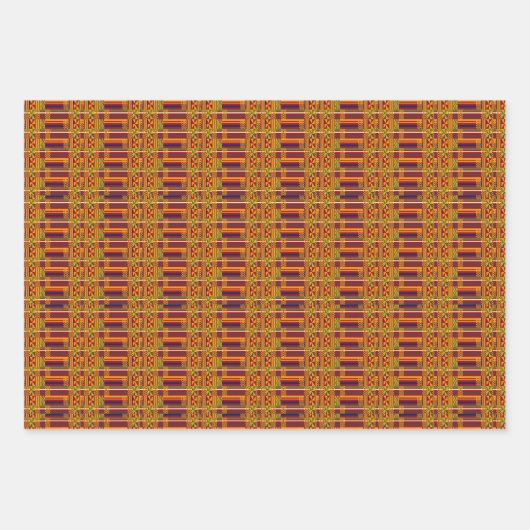 ケンテ族の民族模様 – ア鮮やかフリカの織物 ラッピングペーパーシート (正面)