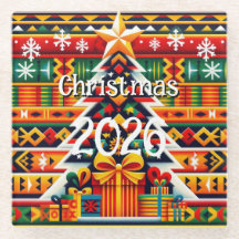 ケンテ柄 クリスマス2026 フェスティブグラスコースター