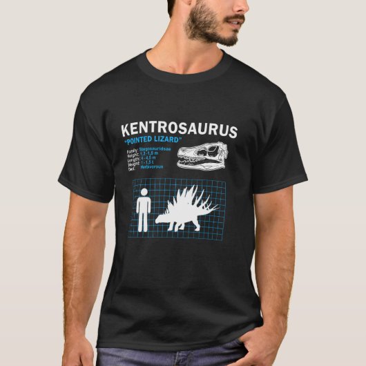ケントロサウルスのファクトシート、恐竜の事実 古生物学 Tシャツ (正面)