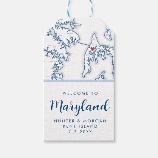 ケント島の目的地のウェディングウェルカム ギフトタグ (正面)