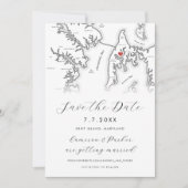 ケント島メリーランドの地図と黒の写真 セーブザデート (正面)