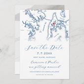 ケント島メリーランドの地図ネイビーブルー写真 セーブザデート (正面/裏面)