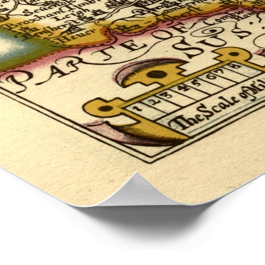 ケント郡イングランド旧古古美術家ジョンスピードマップ ポスター (角)