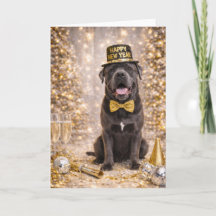 ケンネル・コルソ 新年のカード – 幸せな新年を迎える犬