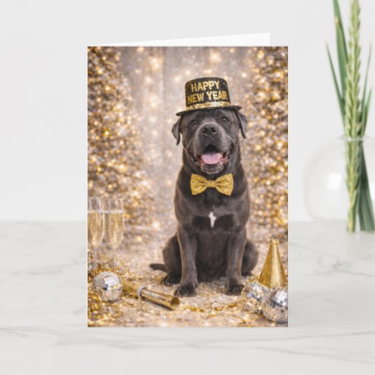ケンネル・コルソ 新年のカード – 幸せな新年を迎える犬 シーズンカード (正面)