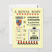 ケンブリッジのロイヤルプリンスジョージの誕生日カード ポストカード (正面/裏面)