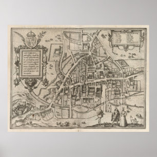 ケンブリッジイギリス(1575年)のヴィンテージの地図 ポスター