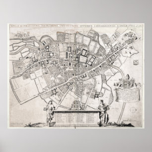 ケンブリッジイギリス(1690年)のヴィンテージの地図 ポスター
