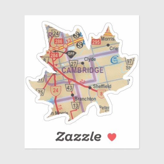 ケンブリッジオンタリオの地図 シール (シート)