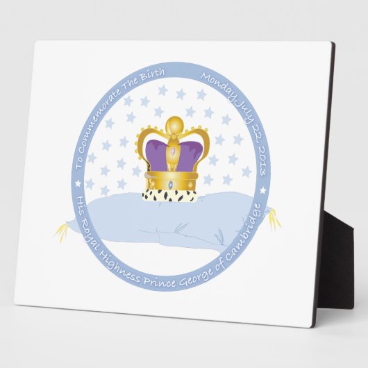 ケンブリッジ枕と王冠のジョージ王子 フォトプラーク (側面)