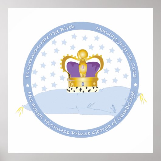 ケンブリッジ枕と王冠のジョージ王子 ポスター (正面)