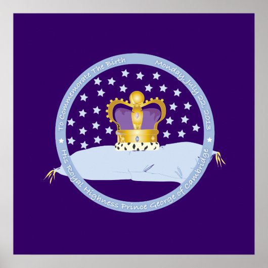 ケンブリッジ枕と王冠のジョージ王子 ポスター (正面)