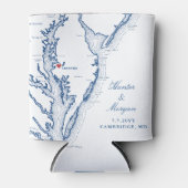 ケンブリッジMDマップブルーエレガント結婚式の引き出物ドリンク 缶クーラー (正面)