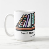 ケンSwanson著作の本の棚の元のLinocut コーヒーマグカップ (左)