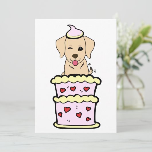 ケーキおもしろいから飛び出すレトリバー犬 シーズンカード (スタンド正面)