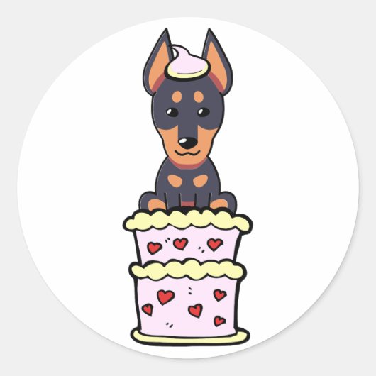 ケーキおもしろいから飛び出す番犬 ラウンドシール (正面)