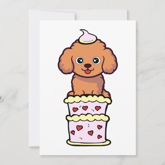 ケーキおもしろいから飛び出す茶色の犬 シーズンカード (正面)