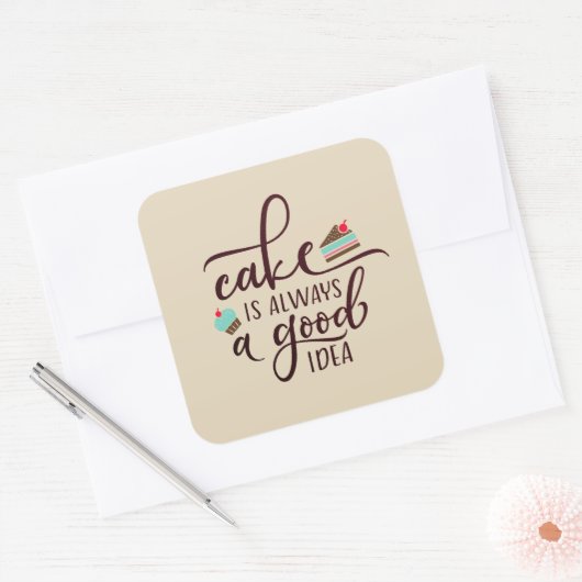 ケーキおもしろいはいつも良いアイディア |シール スクエアシール (封筒)