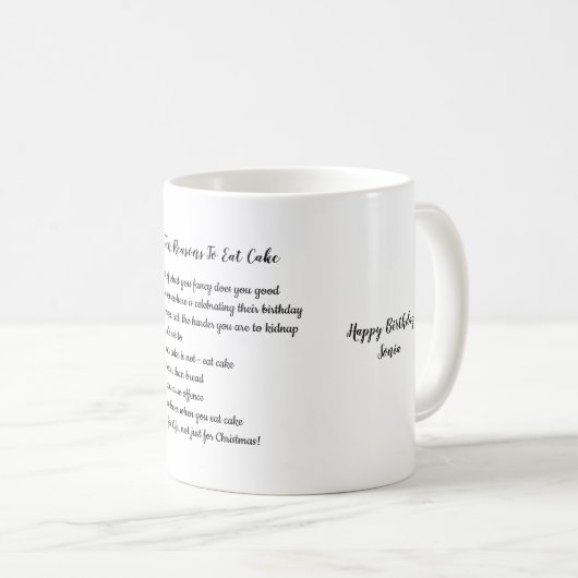 ケーキおもしろいングのカスタマイズ可能な10食べの理由 コーヒーマグカップ (正面右)