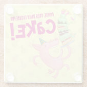 ケーキおもしろい漫画のためのピグコーヒー毎日の口実 ガラスコースター (裏面)