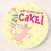 ケーキおもしろい漫画のためのピグコーヒー毎日の口実 コースター (正面)