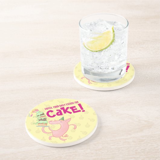 ケーキおもしろい漫画のためのピグコーヒー毎日の口実 コースター (側面)