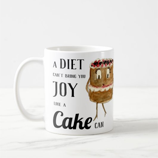ケーキおもしろい節ダイエット引用文 コーヒーマグカップ (左)