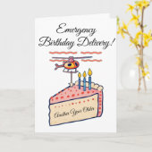ケーキおもしろい配送付きヘリコプター誕生日 カード (黄色い花)