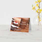 ケーキおよびコーヒーバースデー・カード カード (黄色い花)