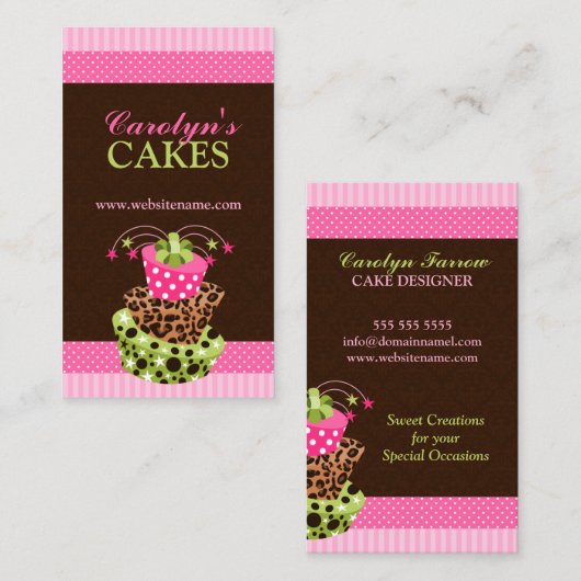 ケーキおよびダマスク織のベーカリー 名刺 (正面/裏面)