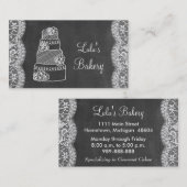 ケーキおよびレースが付いている黒板のベーカリーの名刺 名刺 (正面/裏面)