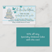 ケーキおよび蝶ベーカリーの名刺 割引カード (正面/裏面)