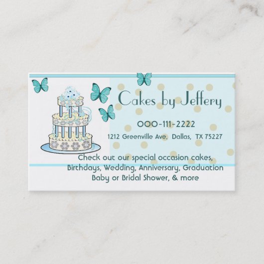 ケーキおよび蝶ベーカリーの名刺 割引カード (正面)