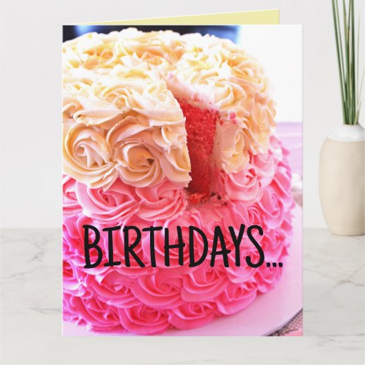 ケーキかわいいカードの大きな誕生日おもしろいピース カード (正面)