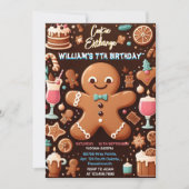 ケーキかわいい食べ物キッズクッキー交換7誕生日 招待状 (正面)