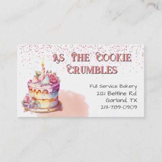 ケーキかわいらし及びフェイクグリッターベーカリー名刺 名刺 (正面)