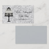 ケーキが付いているエレガントな銀製のベーカリーの名刺 名刺 (正面/裏面)
